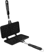 Waffle Maker, Portable Non Stick Aluminum Stovetop Waffle Iron Double Headed Designed, Heat Fast and Evenly, Multifunctional Mini Waffle Baking Pan for Family Breakfast Baking
