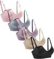 [Suekaphin] Nursing Bra 5pack Wireless V Neck Maternity Nursing Bra Bralette Low Cut Sleeping Breastfeeding with Extenders