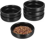 Homoyoyo 6pcs Soy Sauce Dish, Japanese Style Sauce Dishes Ceramic Sauce Side Dish Bowls Plates for Appetizers Condiments Black