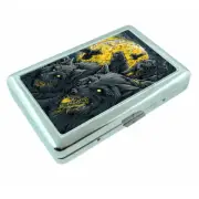 Hungry Wolf Moon Em1 Silver Metal Cigarette Case RFID Protection Wallet