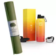 Jade Yoga Harmony Mat - Olive & Iron Flask Wide Mouth Bottle with Spout Lid,