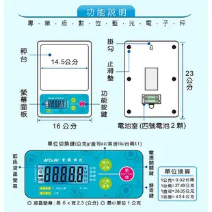 【聖岡科技Dr.AV】PT-145A專業級 數位藍光 電子秤3公克~3KG(料理秤 烘焙秤4種單位 (4.8折)