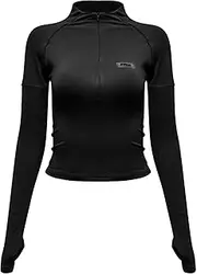 [Generic] Womens Band T Shirts Women's New Pure Spicy Girl Style Half High Neck Slim Fit Zipper Short Long Sleeve Underlay T Shirt Womens Tight Long Sleeve Shirt