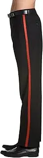 [CONCITOR] Men's TUXEDO Pants Flat Front with Satin Band Solid BLACK Color