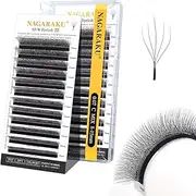 NAGARAKU 5D W Shape Eyelash Extension VERSION 2.0 lash Supplies Natural Soft Volume 0.07mm C curl 8-15mm Mix Premade Fans PBT Matte Black Cluster W Lash Easy Fanning False Lashes yy Lashes