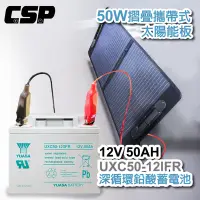 在飛比找Yahoo奇摩購物中心優惠-【CSP】太陽能板+深循環電池12V50W 可收納攜帶 露營