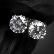 Womens Mens Small Cz Round Princess Cut Sterling Silver Screw Back Stud Earrings