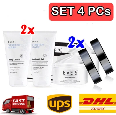 2X EVE'S Booster Body Cream + 2X Pregnant Body Oil Gel Reduce Scars Stretch Mark