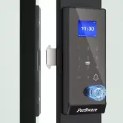 Framed Smart Sliding Glass Door Lock Fingerprint Keypad Pin Screen for Office