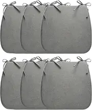 ESPRAL Kitchen Chair Cushions with Ties and Removable Cover, Memory Foam Chair Cushion for Dining Chairs, Thickened Dining Chairs Pads Seat Cushions,Dark Gray,6 Pack