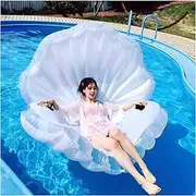 White Shell Shape Swimming Ring, with Ball, Floating Row for Swimming Pool Party Decorations, Pool Float Raft Lounge for Adults LWX