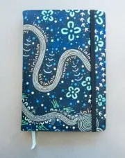 Journal Notebook Fabric Covered Indigenous Design "Seven Sisters" Dark Blue