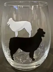 NEW Toasted Tales Stemless Wine Glass AUSTRALIAN SHEPARD SHADOW