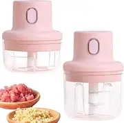 Fairfaction Food Chopper, Fairfaction Wireless Food Chopper Mini Rechargeable, Portable Mini Garlic Chopper Mincer, for Picnics, Travel, Family (100ML+250ML)