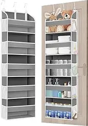TAHAVICE 1 Pack Over The Door Storage Organiser with 5 Pockets 10 Mesh Side Pockets, 44 lbs Weight Capacity Door Hanging Organisers and Storage for Bedroom,Bathroom,Nursery,Dorm