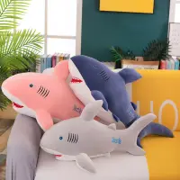在飛比找蝦皮購物優惠-🔥鯊魚毛絨玩具公仔白鯊布娃娃動物抱枕男生沙魚睡覺兒童玩偶仿真