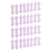 4pcs 3.9 Inch Miniature Garden Fence Mini Ornament Wood Picket Fence Purple