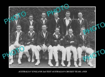 OLD LARGE HISTORIC PHOTO THE 1928 AUSTRALIAN TEST CRICKET TEAM BRADMAN etc