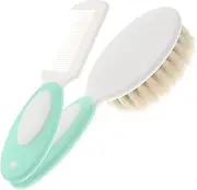 GARVALON 2pc Wool Brush Comb Baby Hair Brush Set Natural Scalp Massage Tool for Newborn