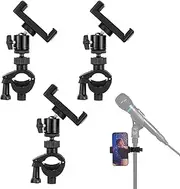 3 Pack Phone Holder For Microphone Stand, Multi Angle 360° Swivel, 2 Types Of Installation, Universal Phone Holder For Mic Stand, Adjustable Mic Stand Phone Holder For Most Model Smartphones