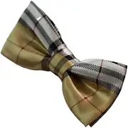 [Zasel] Boys Gold, Black, Red & White Plaid Patterned Bow Tie Red, Gold, Black, White, Latte