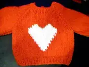 Valentine Heart Sweater Handmade for 16 inch Cabbage Patch Kid Doll Made in USA