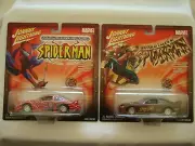 JOHNNY LIGHTNING MARVEL SPIDERMAN PONTIAC & FORD STOCK CARS 1/43 WHITE LIGHTNING