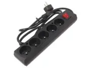PS-570WS/1.5-1.5BK Extension cable sockets: 5 PVC black 3x1.5mm2 1.5m 16A J