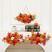 Halloween Fall Ornament Maple Leaves Pumpkin Hanging Decor New Harvest Festival Wall Hanging Holiday Decoration Tags for Halloween, Thanksgiving, and Autumn C