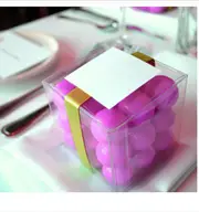 50 Piece Pack - Clear Plastic 5cm Square Cube Gift Box - Wedding Anniversary Birthday Bomboniere Product Macaron