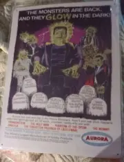 Universal Monsters! 1969 Tin Sign Model Kits 5 Of The Best Old Time Monsters Lg