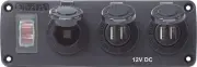 4365 Water-Resistant Accessory Panel - 15A Circuit Breaker, 12V Socket, 2X 2.1A