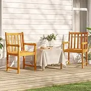 Garden Chairs Set, Solid Acacia Wood Outdoor Patio Dining Furniture, Weather-Resistant Armchairs for Deck or Balcony