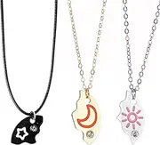 [Qianyu] Set of 3 Best Friend Necklaces, Split Puzzle, Sun, Star, Moon, Personalised Pendant Necklaces for Family, Sisters, Friendship, Thanksgiving, Always Jewellery Set, Zinc, Rhinestone