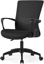 Stable Ergonomics Comfortable Office Chair，Lifting Breathable Mesh Desk Chair，Creative Computer Chair with 75° Angle-Curved Handrail Mobile