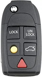 FLJKCT 5 Buttons Replacement Smart Car Key Shell Remote Flip Key Shell,for Volvo XC70 XC90 V50 V70 S60 S80 C30
