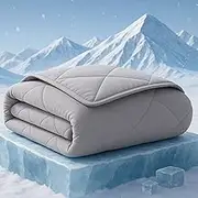 ZonLi Cooling Blanket for Hot Sleepers, 90"x90" Queen Size, Q-Max 0.5 Lightweight Cool Touch Breathable Summer Blanket for Night Sweats, All-Season Cold Blankets, Mist Gray