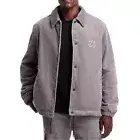 Hugo Boss Men's Long Sleeve HUGO Corduroy Snap Front Jacket Pockets Medium Grey