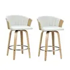 2x Bar Stools Swivel Leather Chairs Wooden Artiss