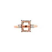 Ring Semi-Mount Emerald Cut 9x7mm In 14k Rose Gold With Diamond Accents (47341)