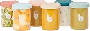 Babymoov ISY BOWLS - set of 6 250ml Superior Borosilicate Glass Baby Food Storage Containers | Small Glass Jars with Airtight Lids