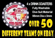 4 x DRAGONS ST. GEORGE ILLAWARRA OR OTHER FOOTBALL RUGBY LEAGUE DRINK COASTERS