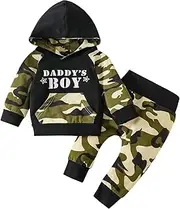 [Volunboy] Baby Boy 2 Piece Hoodie Patchwork Sweatshirt Pants Set Toddler Infant Long Sleeve Striped Fall Winter Outfit