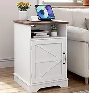 Smart FENDEE Farmhouse End Table (Antique White)
