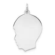 Sterling Silver Rhod-Plate Eng. Boy Polished Front/Satin Back Disc Charm
