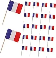 ELAYARD 300pcs Flag Wine Sign Paper Cups Toothpicks Fruit Food Cake Mini Toothpick Flags Party Toothpick Flags French Flag Toothpick Mini Flag Picks Cheese Toothpick Markers Wood
