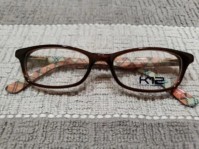 K12 Eyeglass Frames 4088 Brown Plaid Kids 48 15 130 New