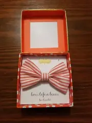 Orange Stripe Bow Bracelet by Mud Pie, "Bows before Beaus" NIB