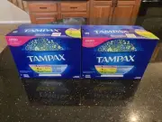 2 New Boxes of Tampax Tampons 54 Count Variety Box Pack Light Regular Super...
