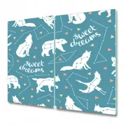 Glass Worktop Saver Wolf Northern Scandinavian Rabbit Stork Blue 2x30x52